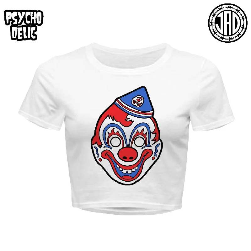 Clown Mask - Women's Crop Top Embroidered Appliqued Beaded