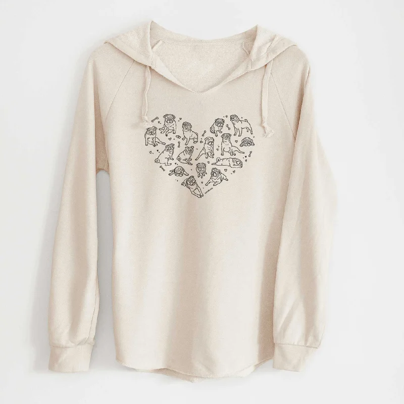 Heart Full of Pugs - Cali Wave Hooded Sweatshirt Zip Hoodie Drawstring Kangaroo Pocket Heart Full of Pugs - Cali Wave Hooded Sweatshirt Zip Hoodie Drawstring Kangaroo Pocket