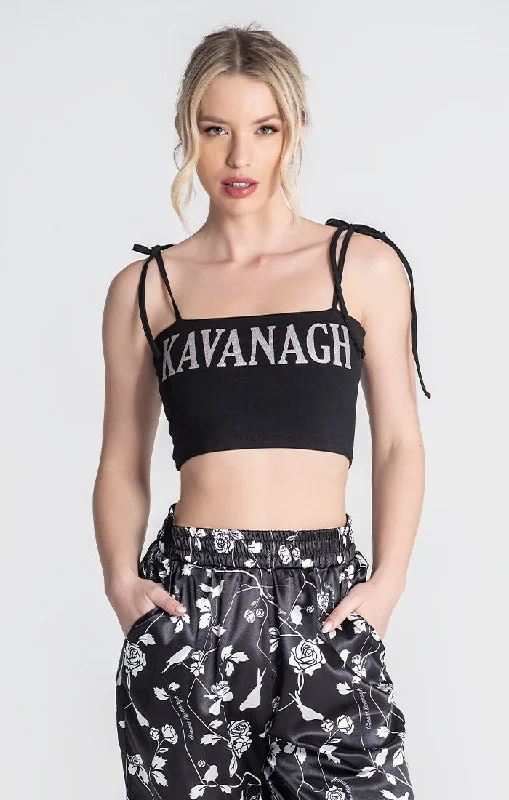 Black Kavanagh Crop Top Front Pockets Side Pockets Patch Pockets