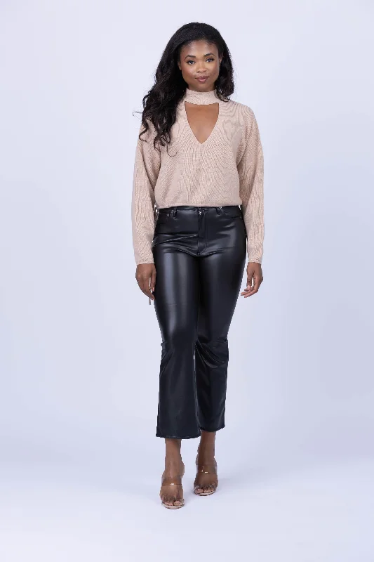 Rag & Bone Casey Faux Leather Crop Pant in Black Soft Stretch Leggings
