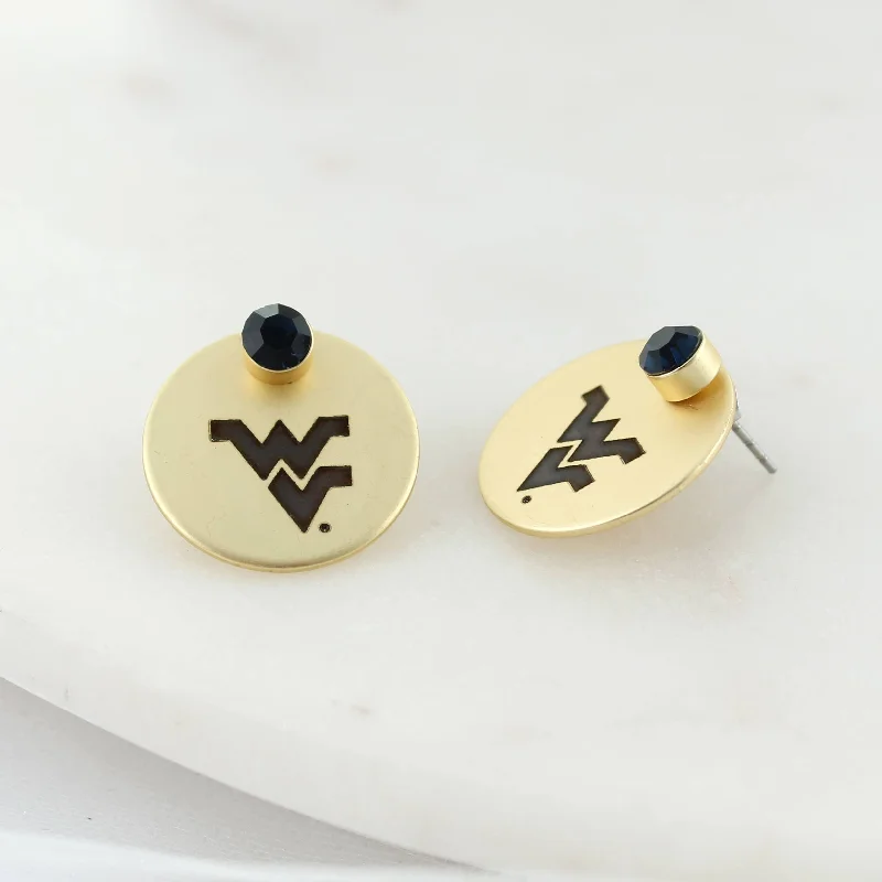 West Virginia Logo Gold Disc Earring Jacket Wool Jacket Cashmere Jacket Tweed Jacket West Virginia Logo Gold Disc Earring Jacket Wool Jacket Cashmere Jacket Tweed Jacket