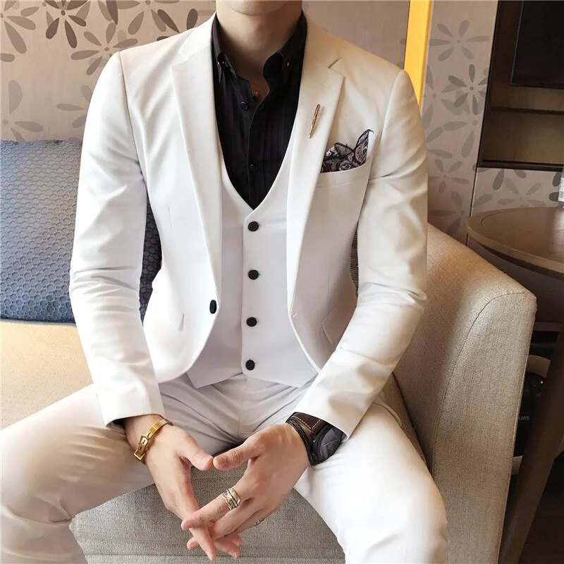CINESSD ( Jacket + Vest + Pants ) Solid Color Suit 3-piece Suit Korean Style Men's Slim Dress Groom Wedding Dress Prom Tuxedo Satin Jacket Silk Jacket Chiffon Jacket CINESSD ( Jacket + Vest + Pants ) Solid Color Suit 3-piece Suit Korean Style Men's Slim Dress Groom Wedding Dress Prom Tuxedo Satin Jacket Silk Jacket Chiffon Jacket