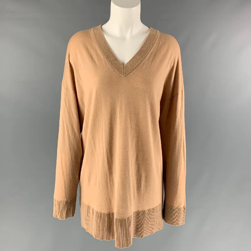 THE ROW Size XS Camel Wool Oversized Pullover Sabrina Neck Pullover