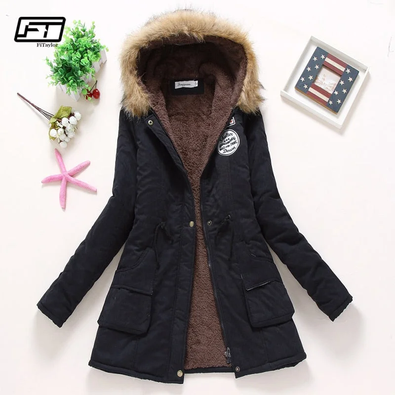 Fitaylor Winter Coats Women Cotton Jacket Thick Warm Hooded Abrigos Welt Pockets Slit Pockets Flap Pockets Fitaylor Winter Coats Women Cotton Jacket Thick Warm Hooded Abrigos Welt Pockets Slit Pockets Flap Pockets