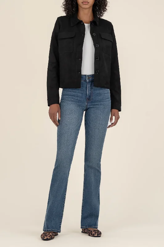 Yara Button Front Jacket [Black-KJ57601] Cotton Jacket Linen Jacket Terry Jacket