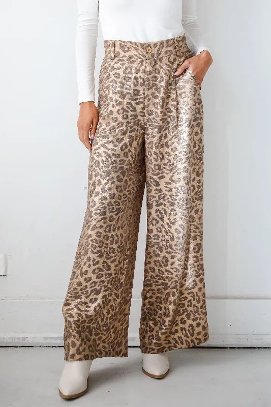 FINAL SALE - Wildly Poised Leopard Metallic Trouser Pants Trousers Polka Dot Cute
