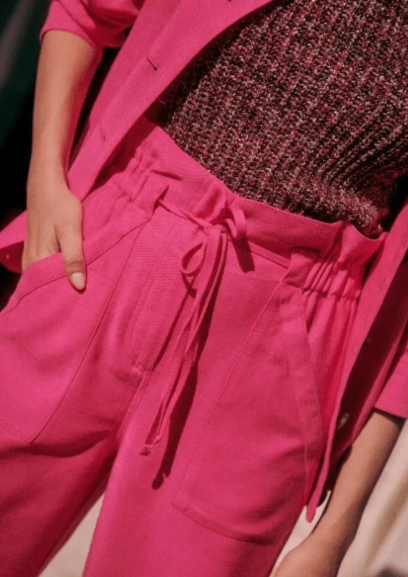 FUCHSIA JACQUES LINEN TROUSERS Trousers Brand Named