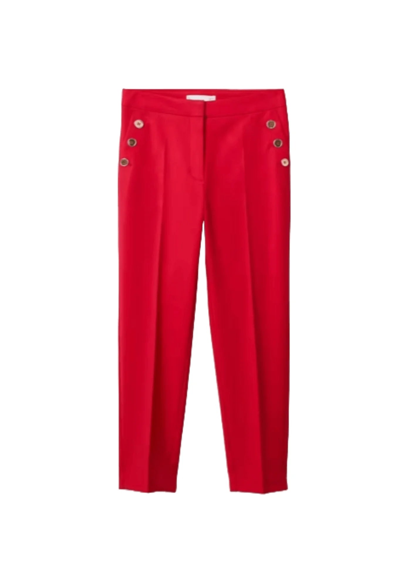 RED CROPPED BUTTON TROUSERS Trousers Mesh Breathable