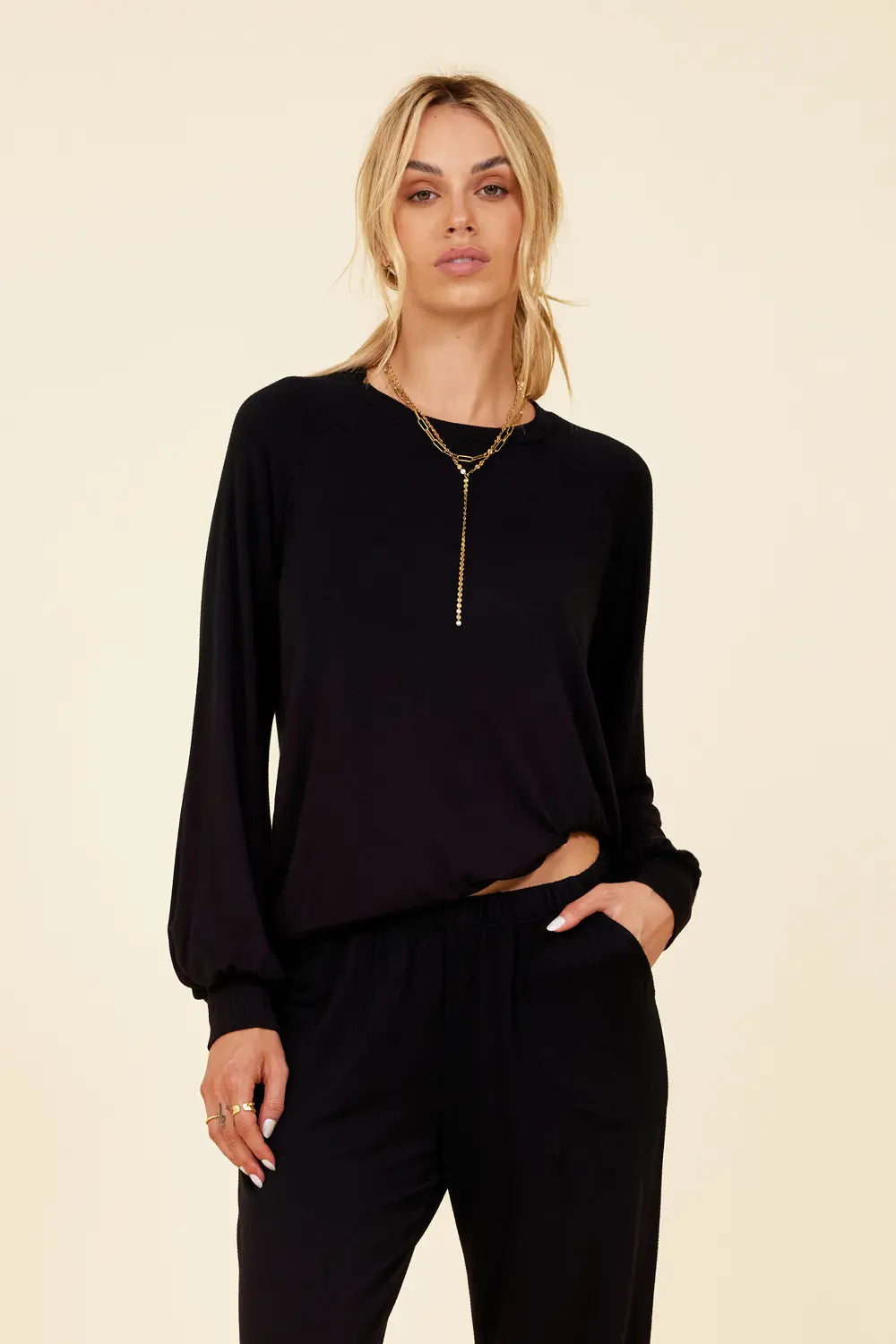 Classic Bell-Sleeved Pullover Deep Neck Pullover