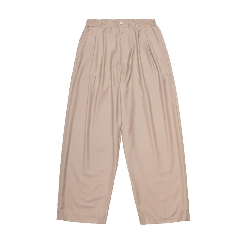 HOMME+ Pleated Loose Trouser Beige Trousers Winter Warm