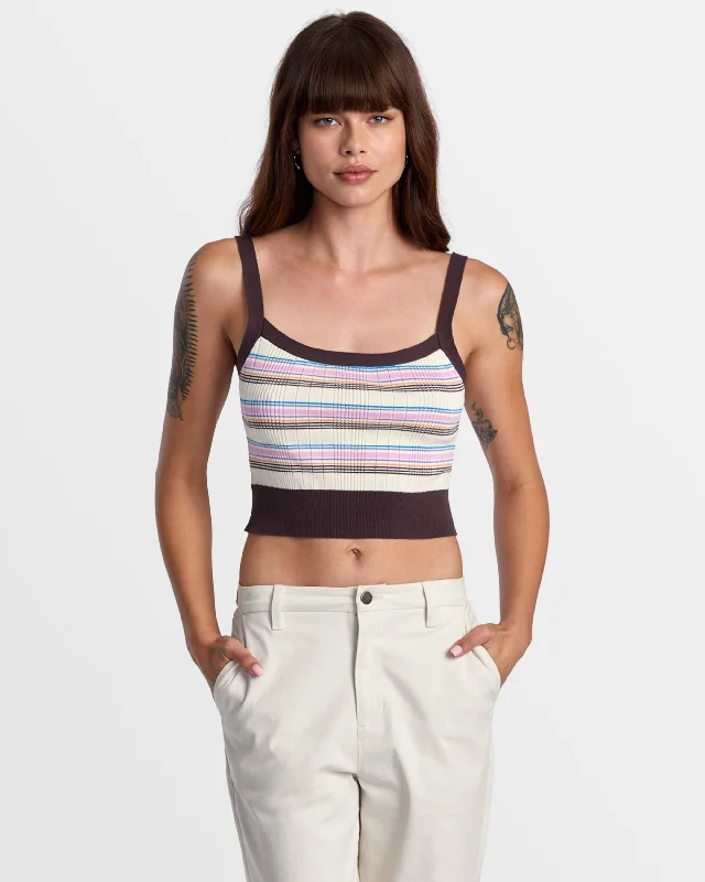Tatum Sweater Tank Top - New Plum Denim Fabric Leather Fabric Suede Fabric
