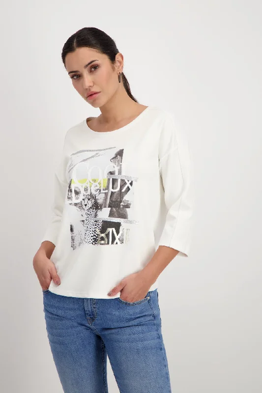 Pullover, off-white One Shoulder Top