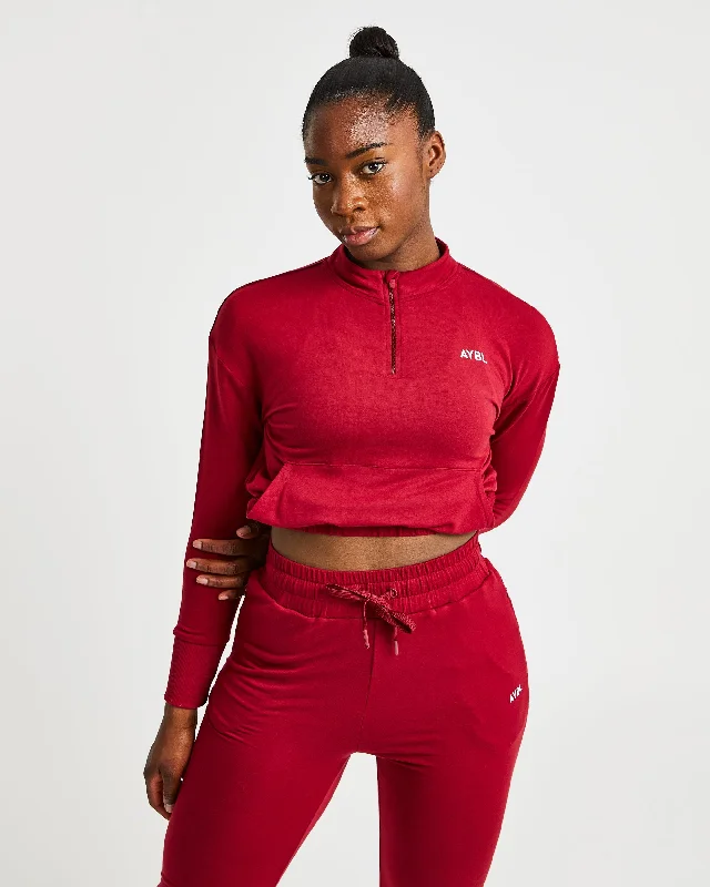 Studio 1/2 Zip Pullover - Burgundy dolman Sleeve Top