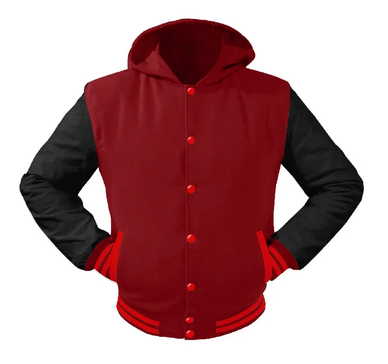 Superb Black Leather Sleeve Original American Varsity Letterman College Baseball Women Wool Hoodie Jackets #BSL-RSTR-RB-H Oversized Jacket Tailored Jacket Straight Jacket Superb Black Leather Sleeve Original American Varsity Letterman College Baseball Women Wool Hoodie Jackets #BSL-RSTR-RB-H Oversized Jacket Tailored Jacket Straight Jacket