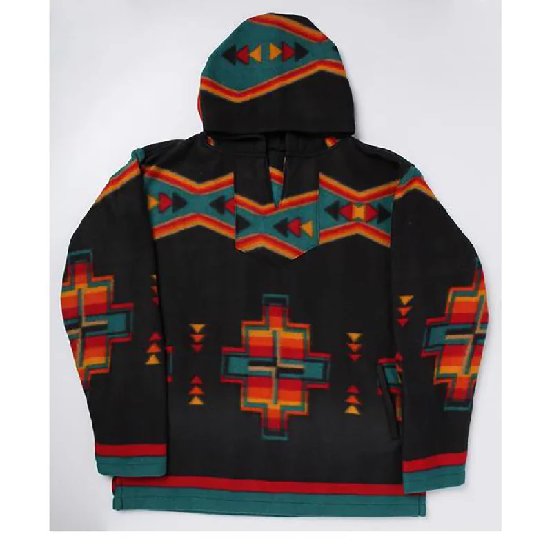 El Paso Unisex Black Aztec Fleece Pullover Hoodie Hooded Pullover Sweater