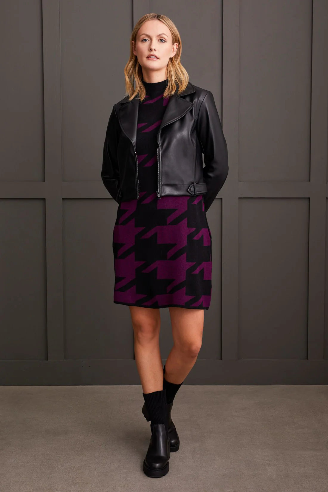 Crop Biker Jacket [Black-5695O] Faux Fur Jacket Real Fur Jacket Shearling Jacket
