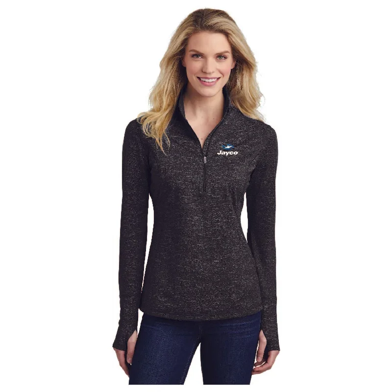 Sport-Tek ® Ladies Sport-Wick ® Stretch Reflective Heather 1/2-Zip Pullover - LST855 Peter Pan Collar Sport-Tek ® Ladies Sport-Wick ® Stretch Reflective Heather 1/2-Zip Pullover - LST855 Peter Pan Collar