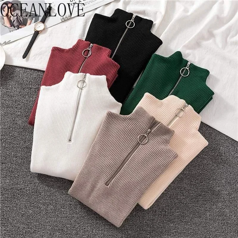 Autumn Zipper Half Turtleneck Sweater For Women Thin Thick Dense