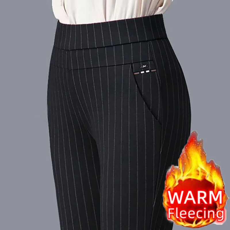 HQ Slim Pinstripe Business Casual Trousers - Womens Trousers Modern Contemporary