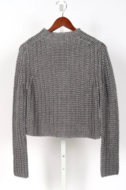 13348_My Knit - Cob Stitch Sweater - Grey Satin Blend Silk Blend Wool Blend
