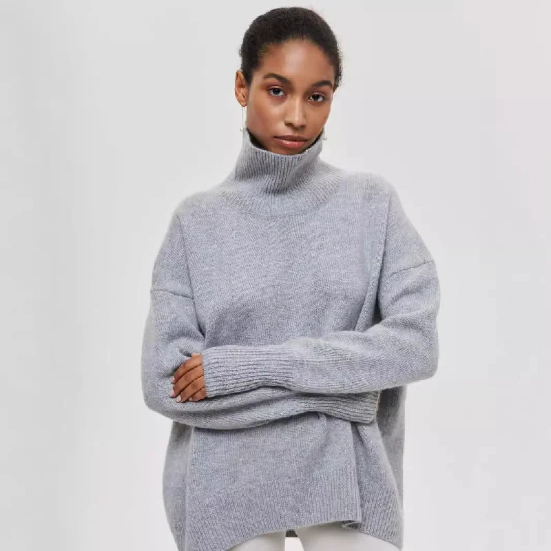 Loose Mock Neck Casual Sweater – Comfortable Pullover for Everyday Wear Sabrina Neck Pullover
