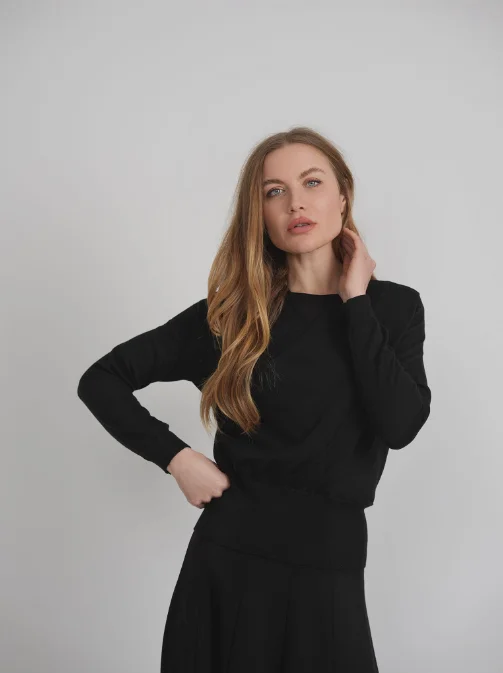 WRAP SWEATER Denim Fabric Leather Fabric Suede Fabric
