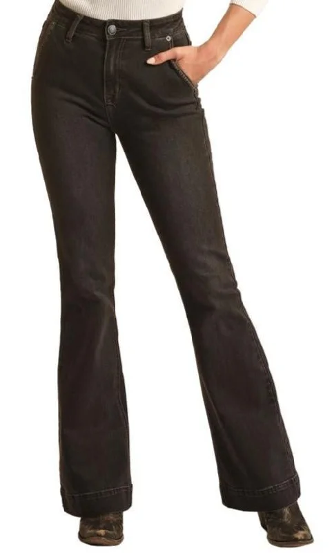 ROCK & ROLL HIGH RISE TROUSER JEANS - CHARCOAL Trousers Prom Sequined