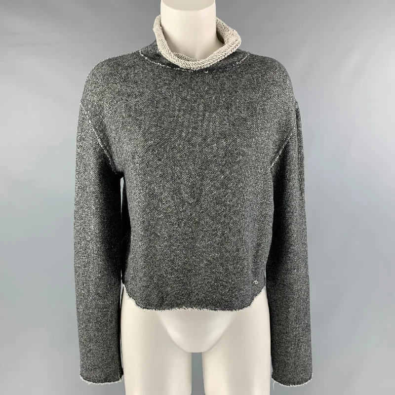 RAG & BONE Size XS Grey Heather Cotton Mock Turtleneck Pullover - Womens Scalloped Neck Pullover RAG & BONE Size XS Grey Heather Cotton Mock Turtleneck Pullover - Womens Scalloped Neck Pullover