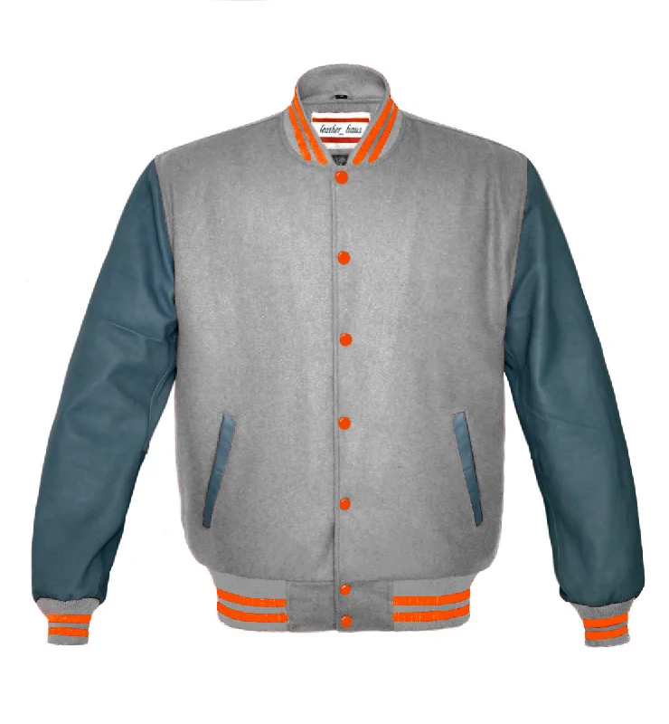 Superb Genuine Grey Leather Sleeve Letterman College Varsity Women Wool Jackets #GYSL-ORSTR-OB Corduroy Jacket Velvet Jacket Brocade Jacket Superb Genuine Grey Leather Sleeve Letterman College Varsity Women Wool Jackets #GYSL-ORSTR-OB Corduroy Jacket Velvet Jacket Brocade Jacket