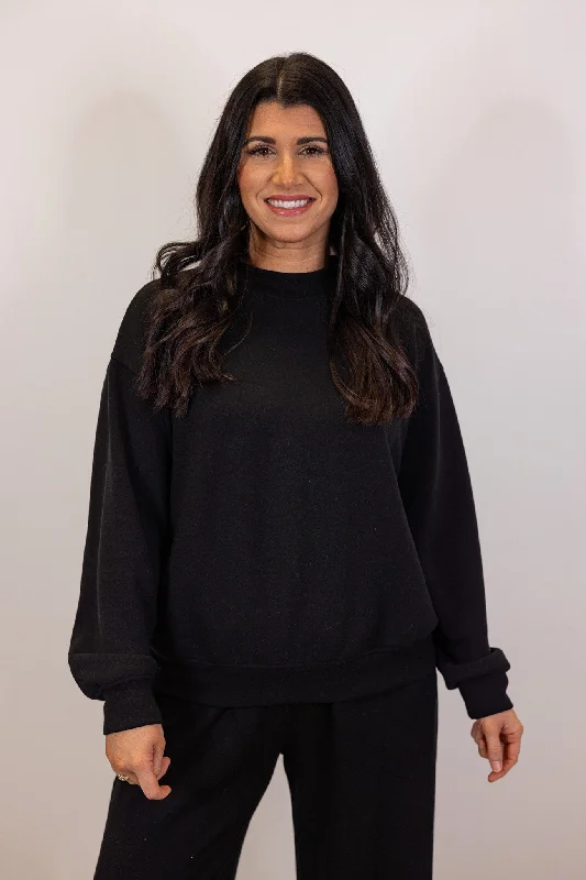 Upscale Comfort Black Scuba Pullover Mock Neck Pullover