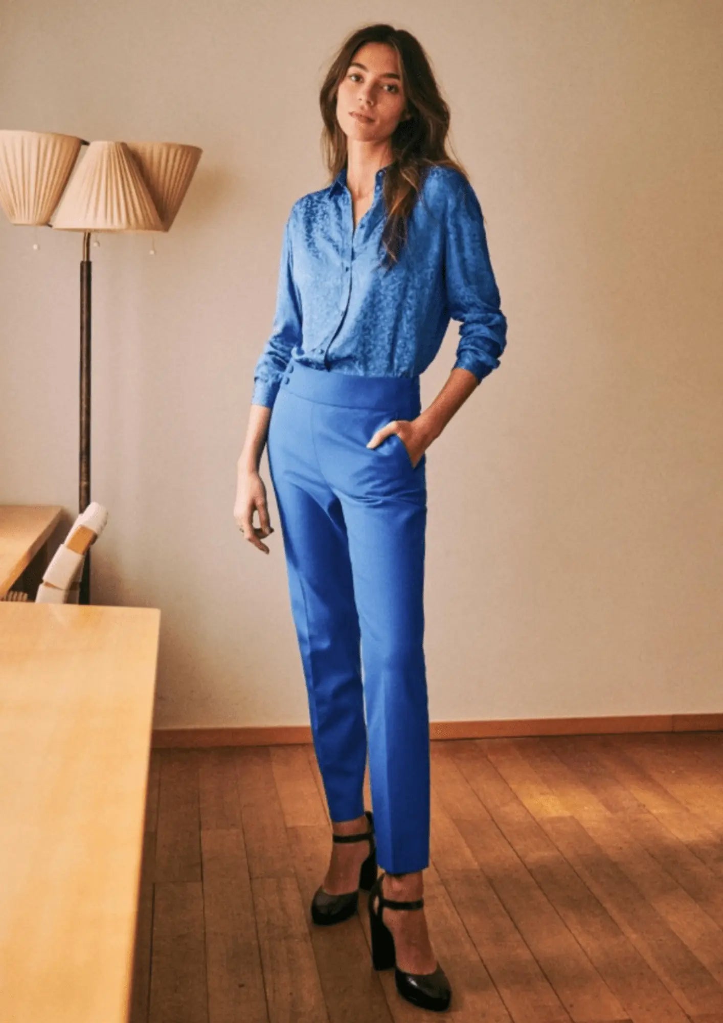60s BLUE GEORGES TROUSERS Trousers Flared Retro