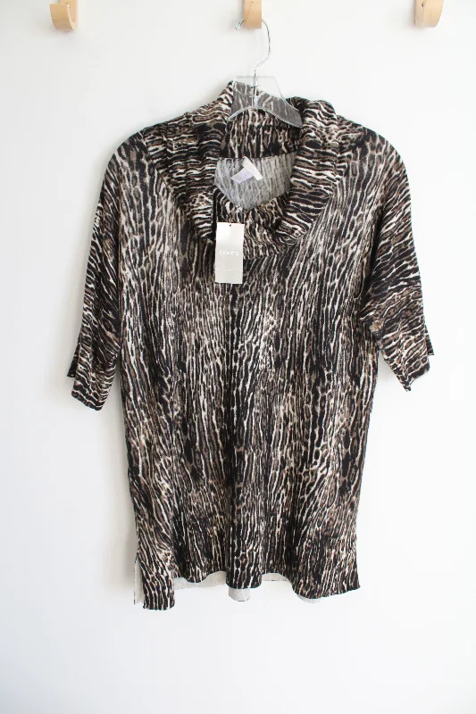 NEW Chico's Cheetah Waves Della Pullover Sweater | 2 (L/12) Boyleg Sleeve Pullover