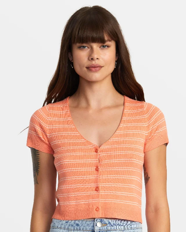 Taylor Sweater Top V-Neck Sweater - Fusion Coral Fitted Loose Oversized
