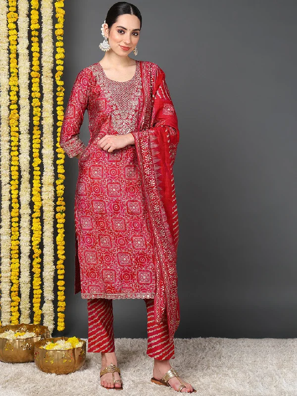 Maroon Polyester Ethnic Motifs Printed Straight Kurta Trouser With Dupatta Trousers cozy soft Maroon Polyester Ethnic Motifs Printed Straight Kurta Trouser With Dupatta Trousers cozy soft