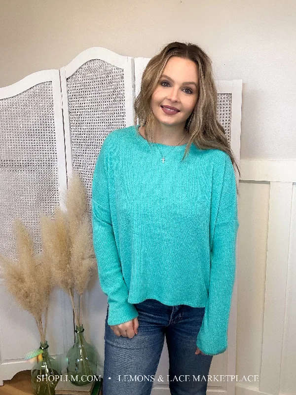 Turquoise Ribbed Dolman Sweater Plaid Sweater Polka Dot Checkered