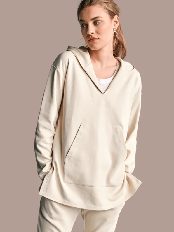 Riani T Opaline Cream Hooded Sweater 188605 8141 810 Lace Blend Ribbed Blend Corduroy Blend