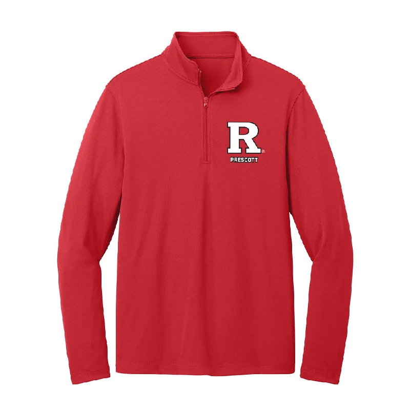 Rutgers - NCAA Women's Track & Field : Olivia Prescott - Lightweight Quarter Zip Jacket Embroidered Jacket Appliqued Jacket Beaded Jacket Rutgers - NCAA Women's Track & Field : Olivia Prescott - Lightweight Quarter Zip Jacket Embroidered Jacket Appliqued Jacket Beaded Jacket