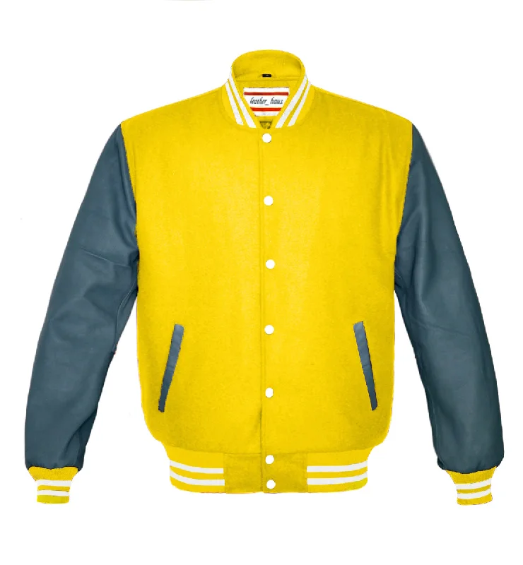 Superb Genuine Grey Leather Sleeve Letterman College Varsity Women Wool Jackets #GYSL-WSTR-WB Wool Jacket Cashmere Jacket Tweed Jacket Superb Genuine Grey Leather Sleeve Letterman College Varsity Women Wool Jackets #GYSL-WSTR-WB Wool Jacket Cashmere Jacket Tweed Jacket