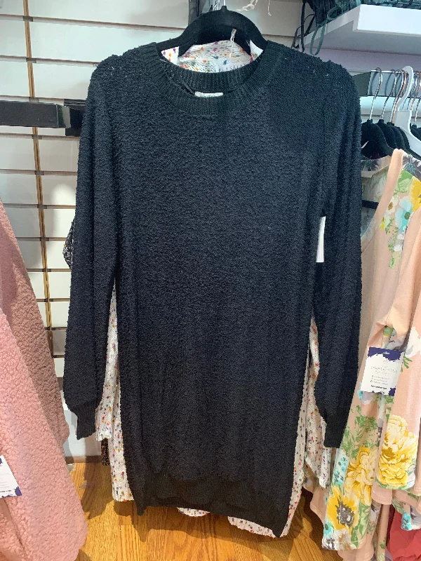 Black Evening Sweater Dress Herringbone Houndstooth Plaid
