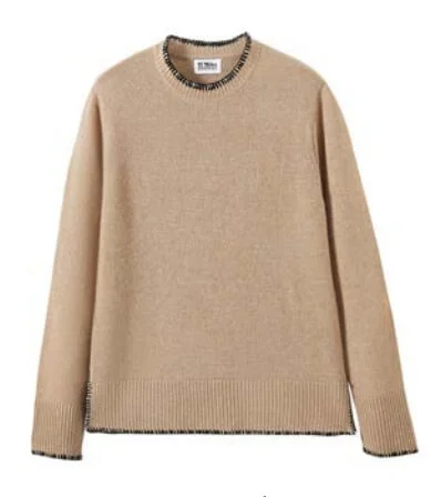 Marisol Cashmere Sweater in Camel Spandex Rayon Corduroy