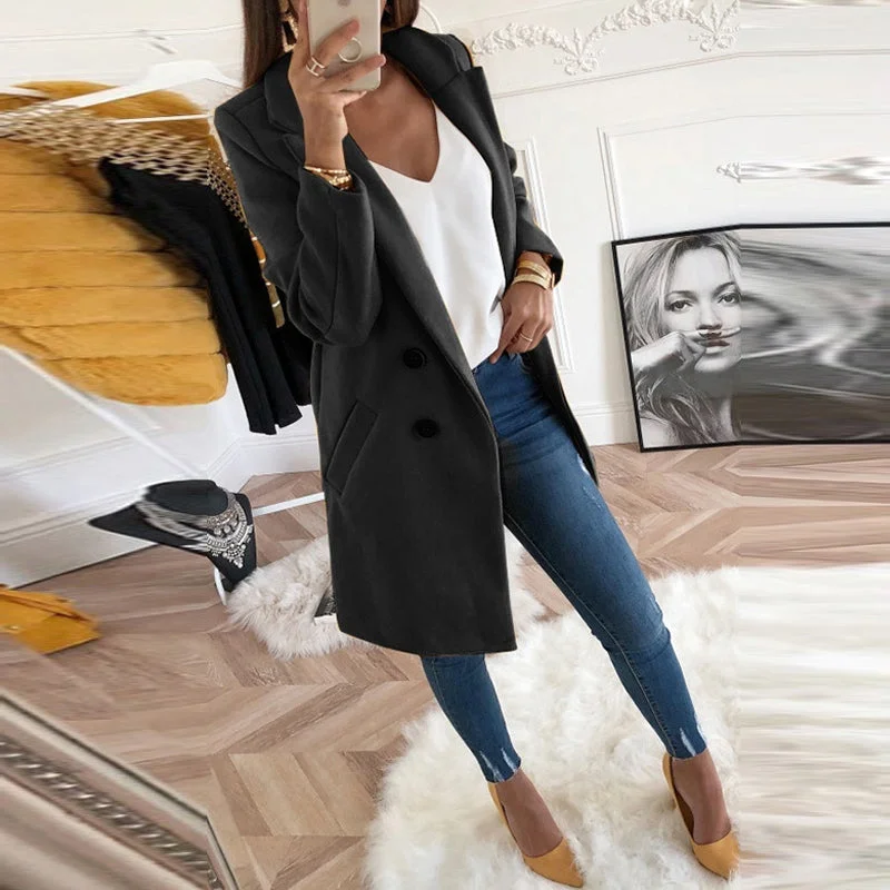 Women Winter Woollen Coat Long Sleeve Outwear Jacket Fitted Jacket Loose Jacket Oversized Jacket Women Winter Woollen Coat Long Sleeve Outwear Jacket Fitted Jacket Loose Jacket Oversized Jacket