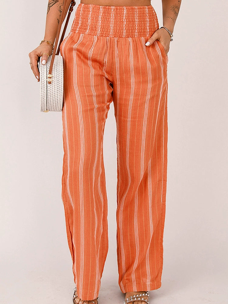 2024 Summer New Arrival Stripes Casual Pants for Women Fashion Style Personality Slim Fit Easiest for Match High Waist Thin Straight-Leg Trousers Women Trousers Review Highly