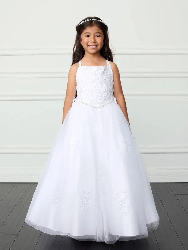 Girls First Communion Dress with Rhinestone Waist & Bolero Jacket 7-18 Welt Pockets Slit Pockets Flap Pockets Girls First Communion Dress with Rhinestone Waist & Bolero Jacket 7-18 Welt Pockets Slit Pockets Flap Pockets