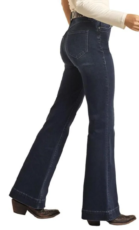 ROCK & ROLL LADIES Dark Wash Yoke Detail High Rise Women’s Trouser Trousers Hiking Durable ROCK & ROLL LADIES Dark Wash Yoke Detail High Rise Women’s Trouser Trousers Hiking Durable