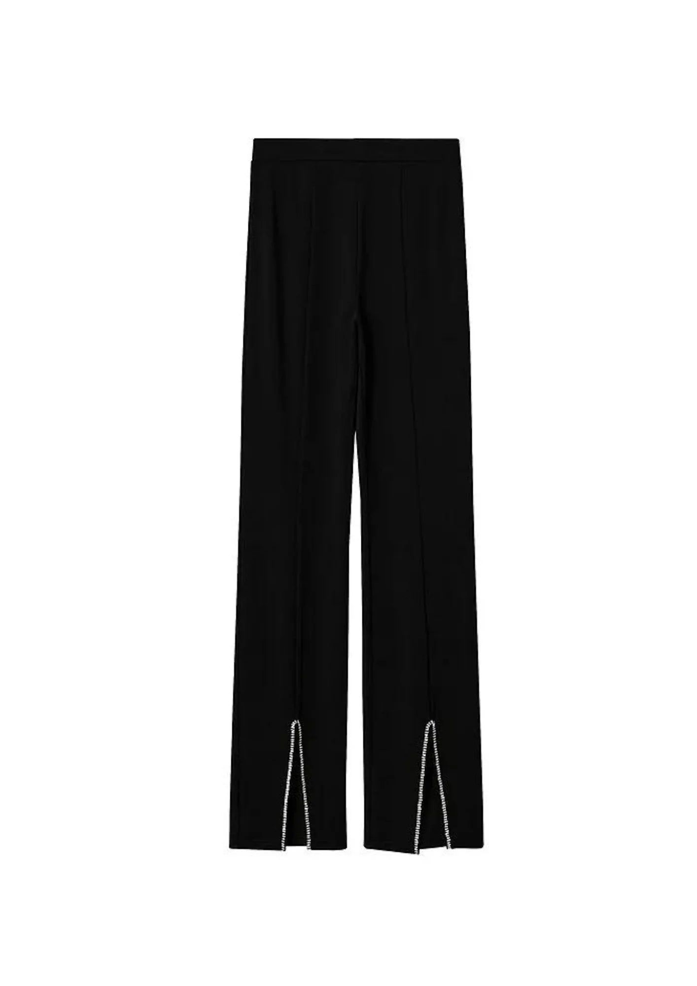 BLACK TROUSERS WITH HEM SLITS Trousers Yoga Stretchy
