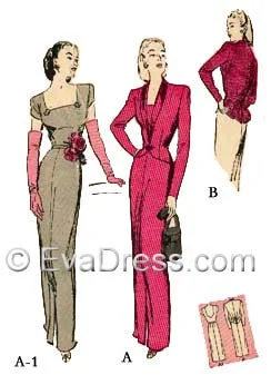 E-PATTERN 1944 Dinner Dress & Jacket, E3162 Wool Jacket Cashmere Jacket Tweed Jacket E-PATTERN 1944 Dinner Dress & Jacket, E3162 Wool Jacket Cashmere Jacket Tweed Jacket