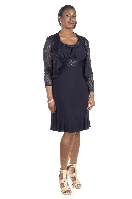 RM Richards Women's Sequin Lace Ruffle Front Jacket Dress Missy & Petite Zippered Front Buttoned Front Snap Front RM Richards Women's Sequin Lace Ruffle Front Jacket Dress Missy & Petite Zippered Front Buttoned Front Snap Front
