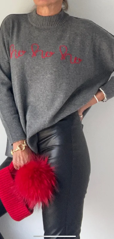 Ho Ho Ho Cashmere Christmas Sweater Denim Fabric Leather Fabric Suede Fabric
