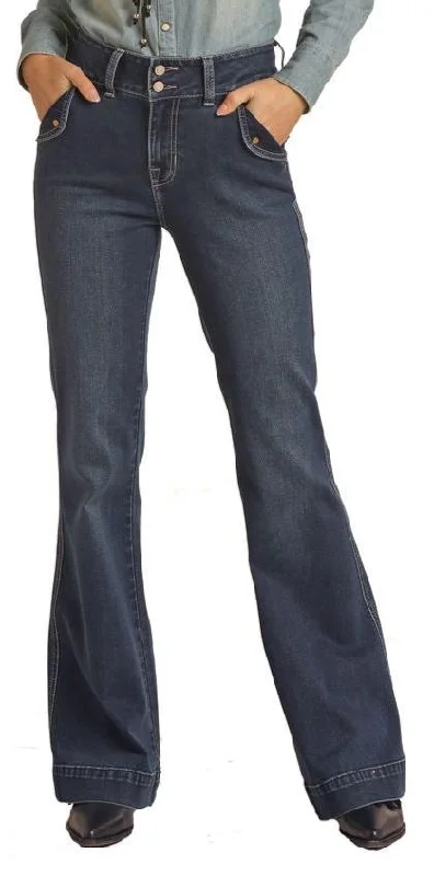 ROCK & ROLL LADIES DENIM FRONT FLAP POCKET TROUSER Trousers Formal Black