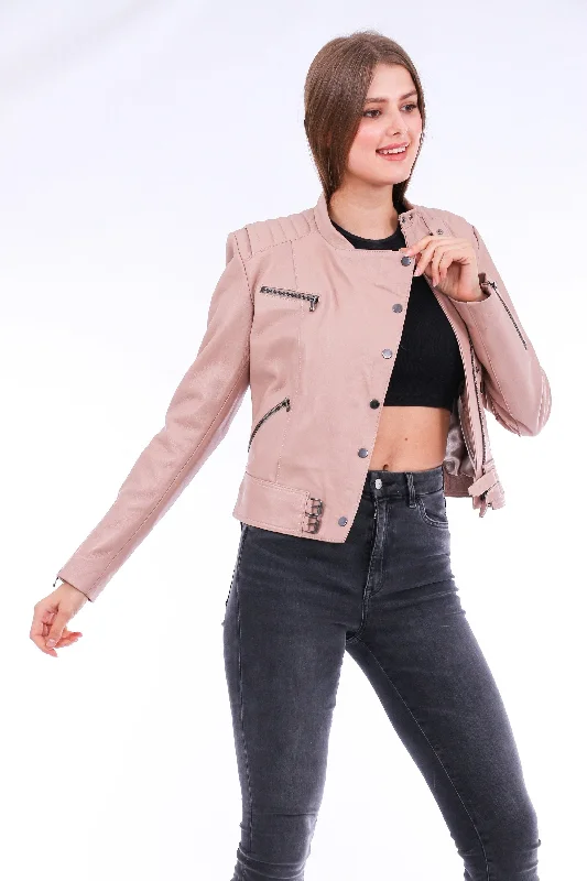 Minimalist Soft Leather Pink Biker Jacket V-Neck Jacket Boat Neck Jacket Square Neck Jacket Minimalist Soft Leather Pink Biker Jacket V-Neck Jacket Boat Neck Jacket Square Neck Jacket